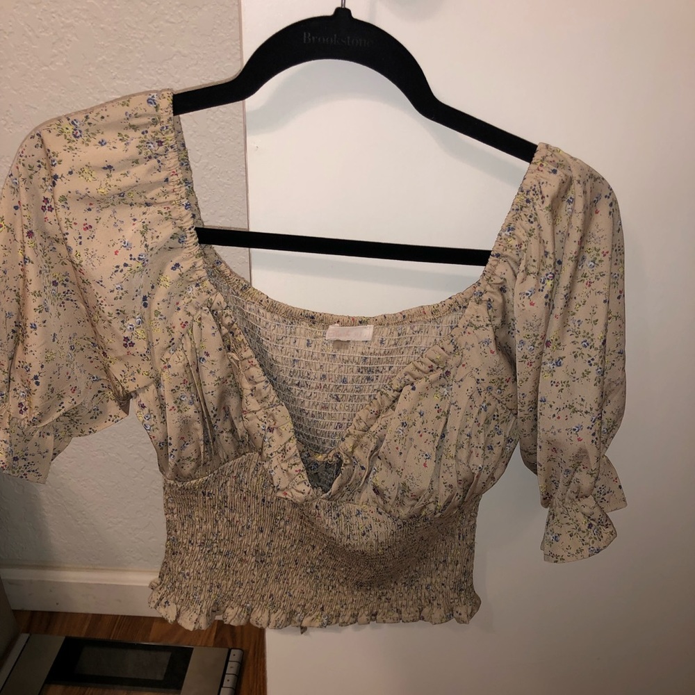 Off the shoulder floral shirt